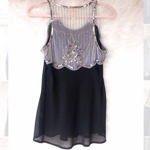 Petticoat Alley Black Top w/ sequined embroidery